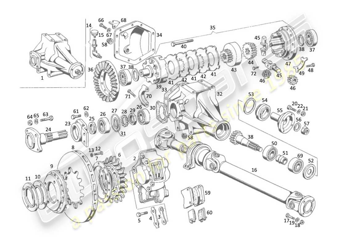 maserati kyalami diferencial y eje de hélice diagrama de piezas