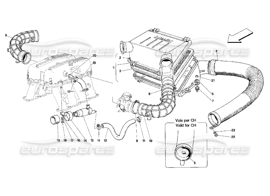 ferrari 348 (2.7 motronic) toma de aire diagrama de piezas