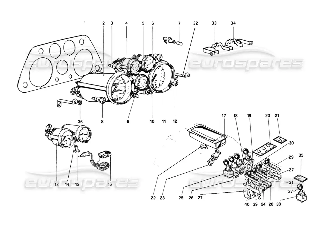 ferrari 308 gtb (1980) instrumentos y accesorios diagrama de piezas