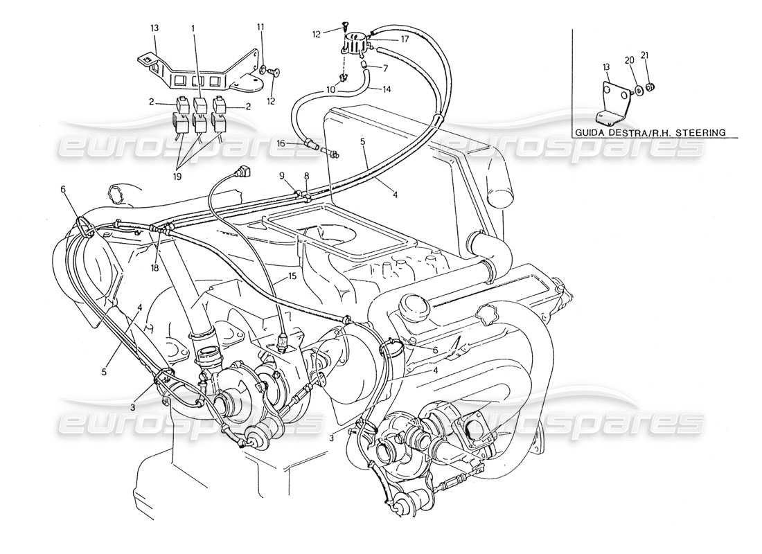 maserati karif 2.8 diagrama de piezas del sistema de control de impulso