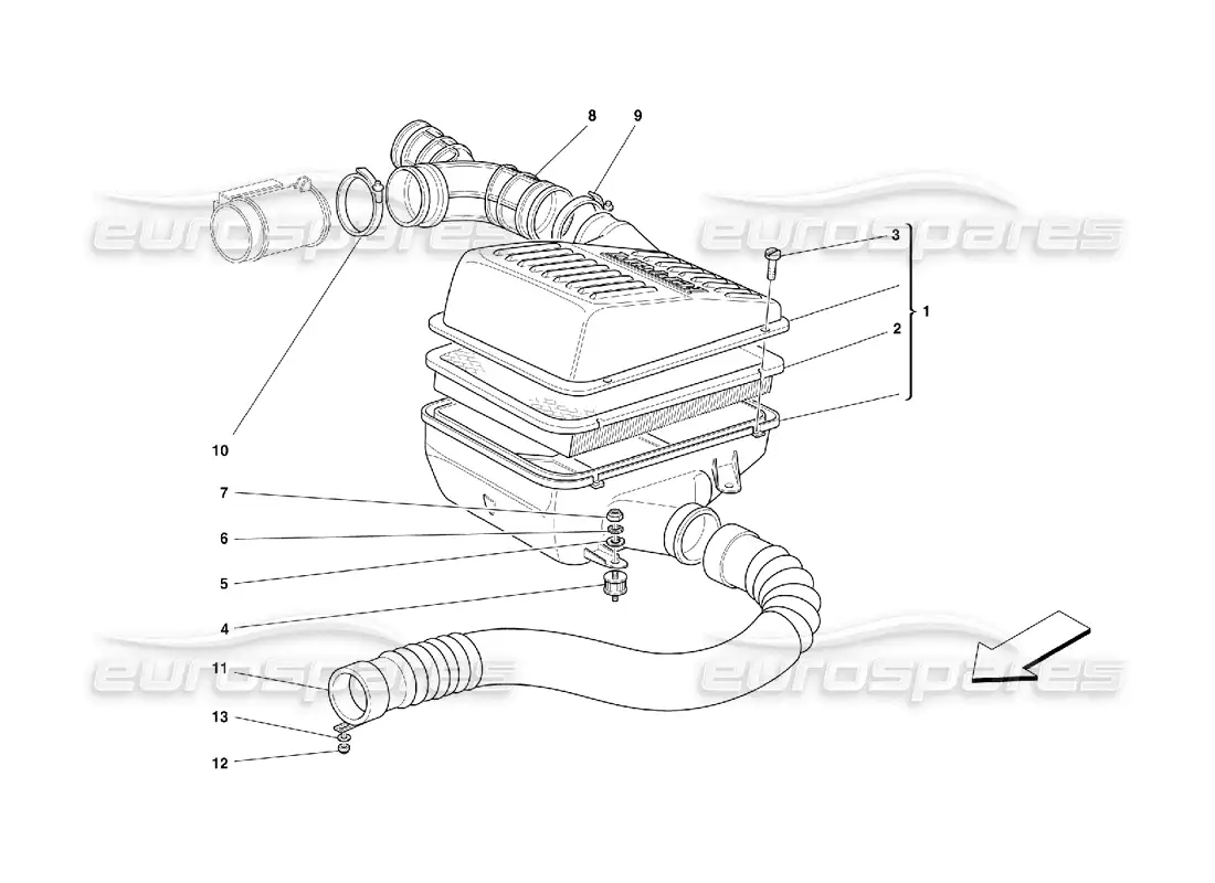 ferrari 355 (5.2 motronic) toma de aire diagrama de piezas
