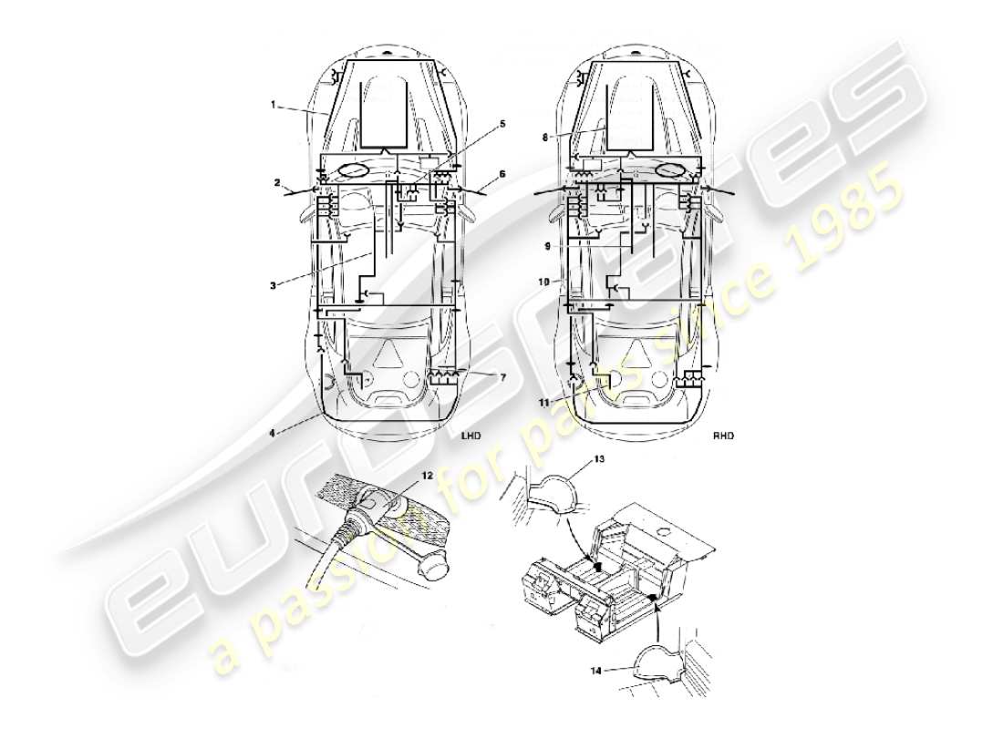 aston martin vanquish (2003) diagrama de piezas de arneses