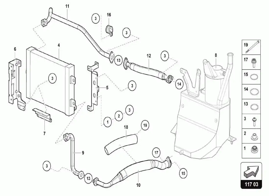 lamborghini centenario spider enfriador de aceite diagrama de piezas