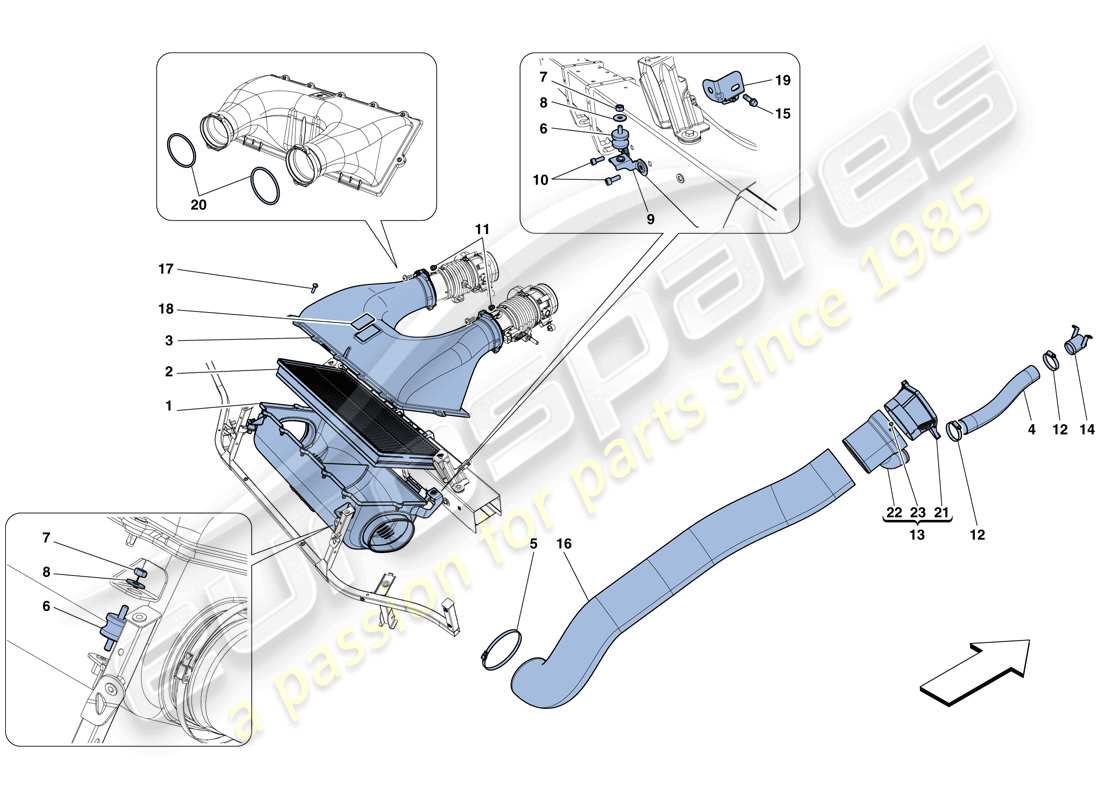 ferrari 458 speciale (usa) diagrama de piezas de entrada de aire