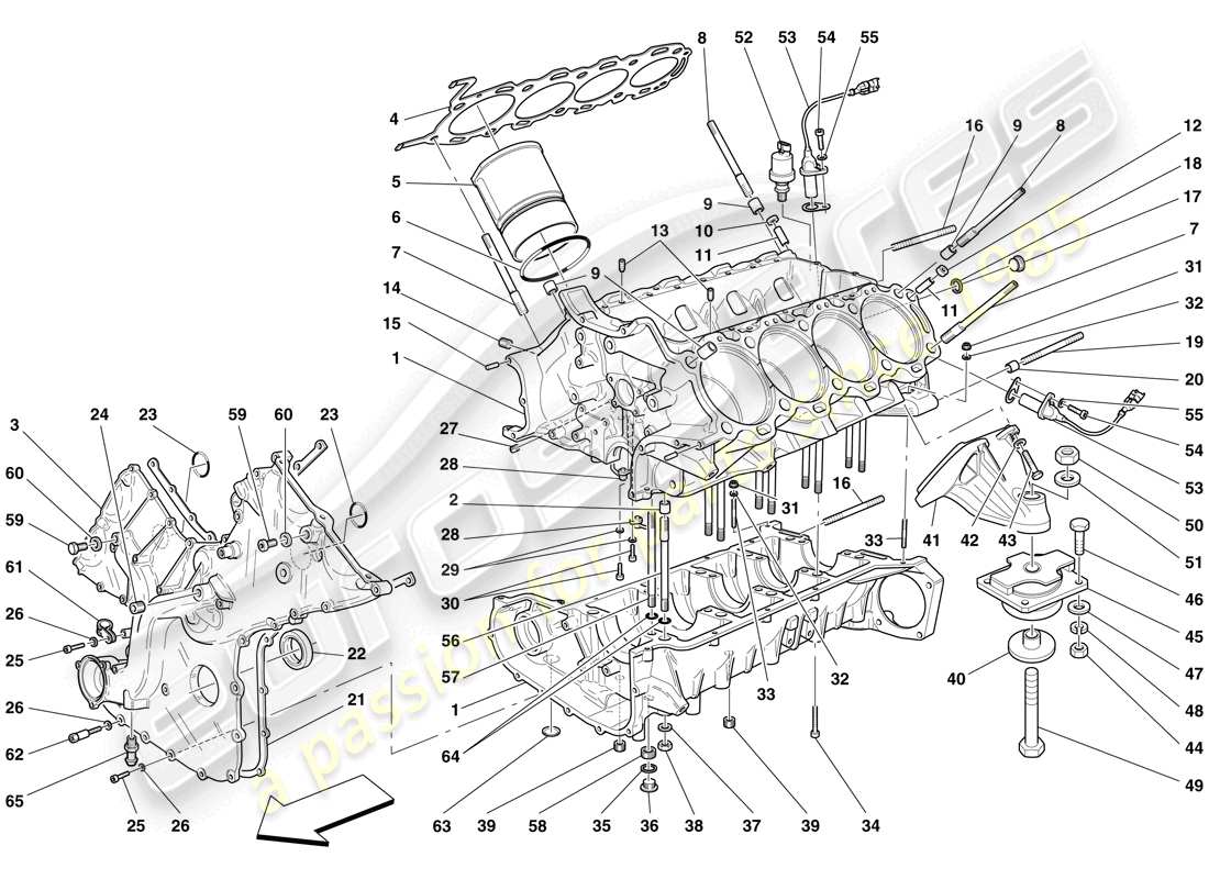 ferrari f430 scuderia spider 16m (europe) crankcase diagrama de piezas