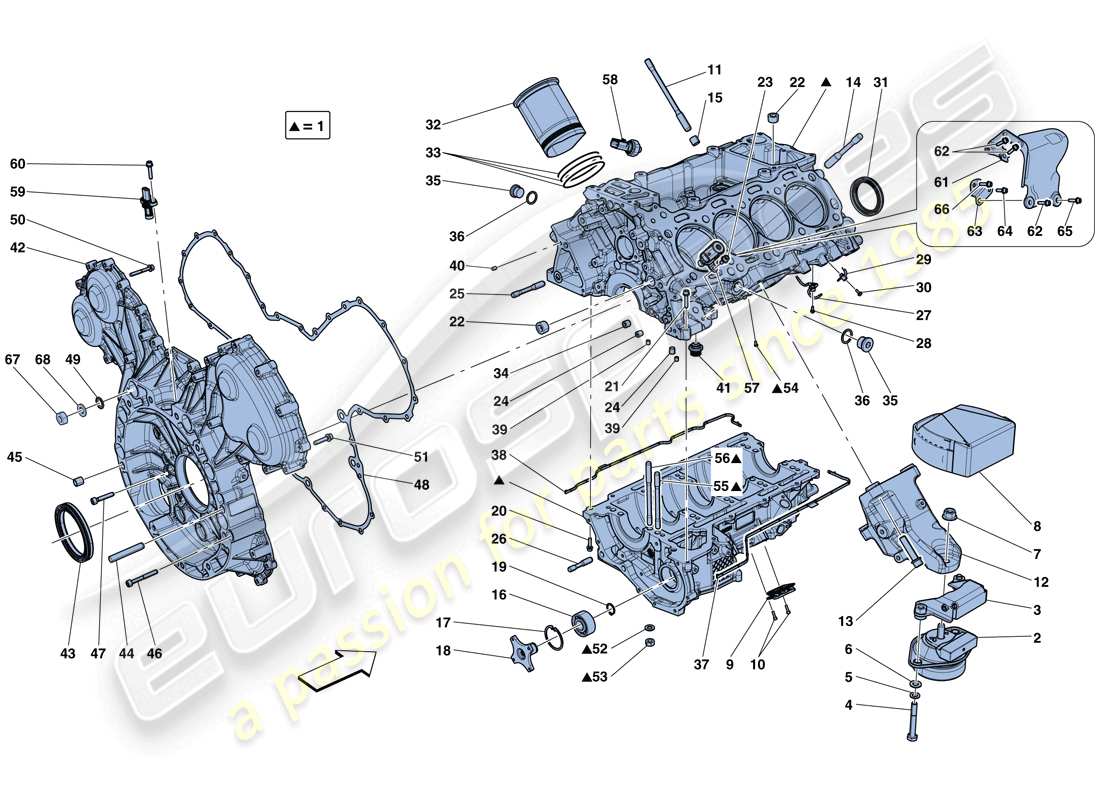 ferrari california t (rhd) crankcase diagrama de piezas