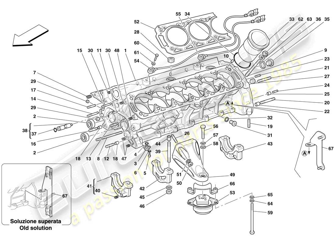 ferrari 612 scaglietti (europe) crankcase diagrama de piezas