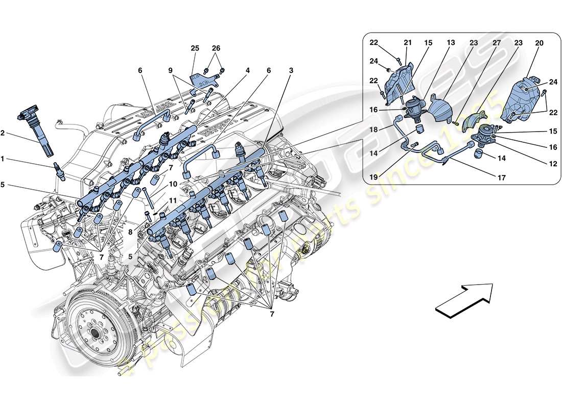 ferrari ff (europe) inyección - sistema de encendido diagrama de piezas