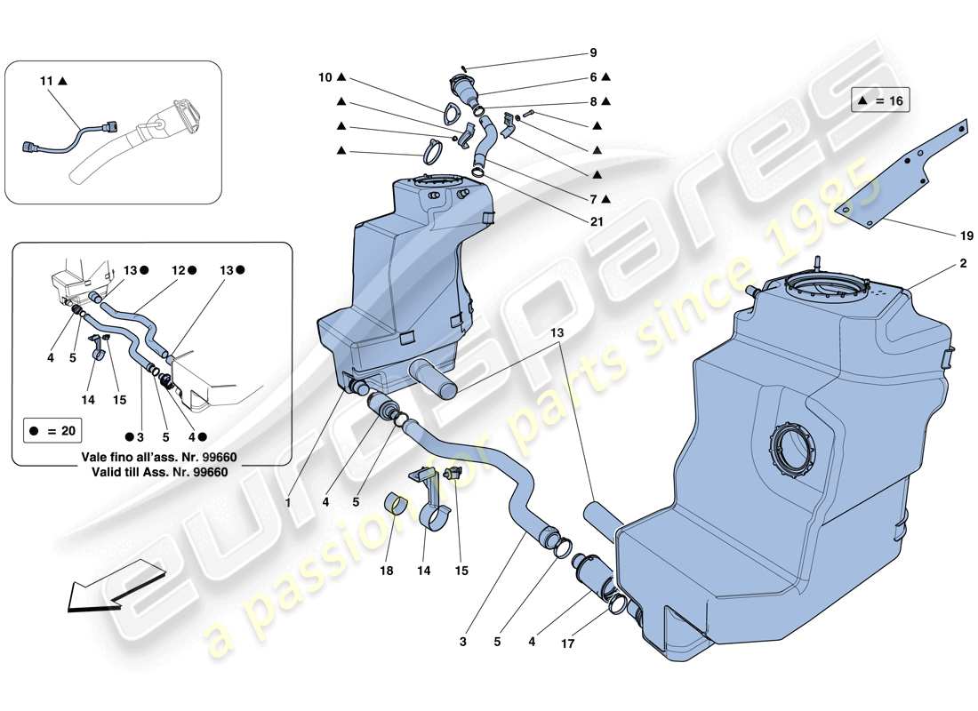 ferrari 458 italia (europe) depósitos de combustible y cuello de llenado diagrama de piezas