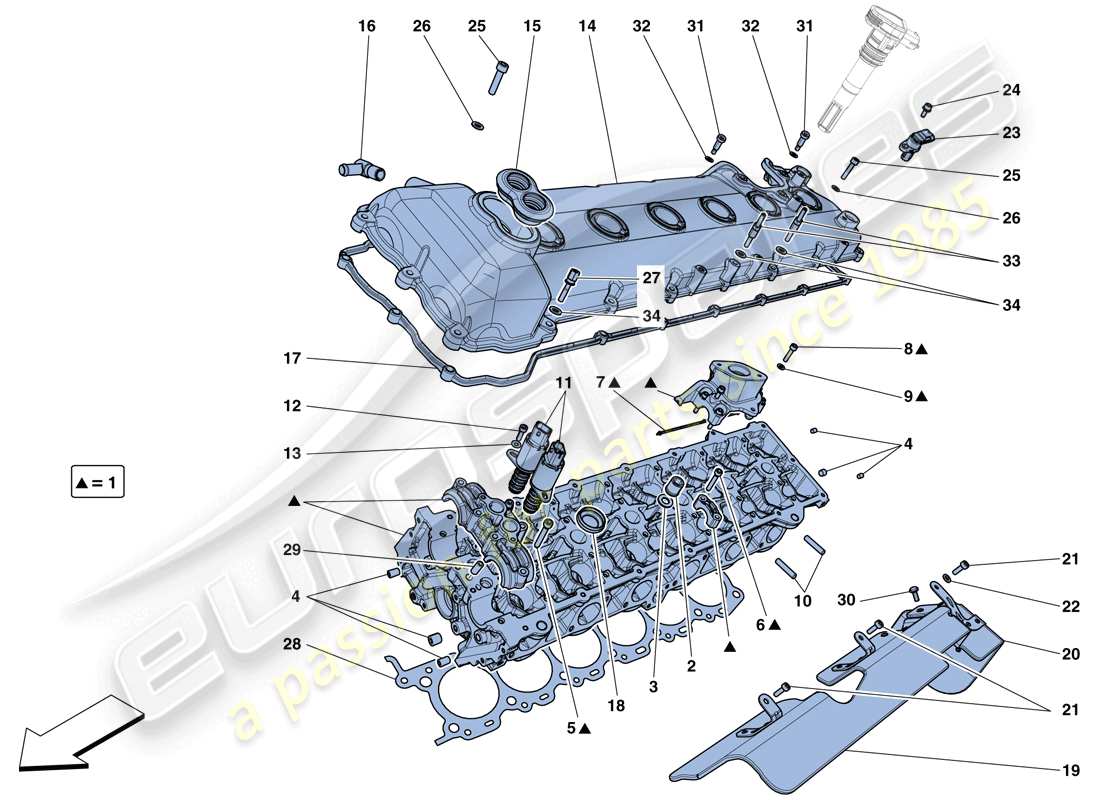 ferrari f12 berlinetta (usa) diagrama de piezas de la culata del mano izquierdo