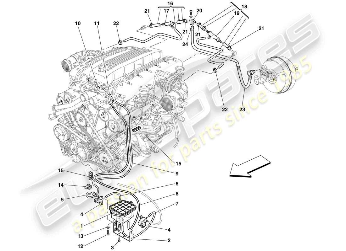 ferrari 612 sessanta (europe) diagrama de piezas del sistema actuador neumático