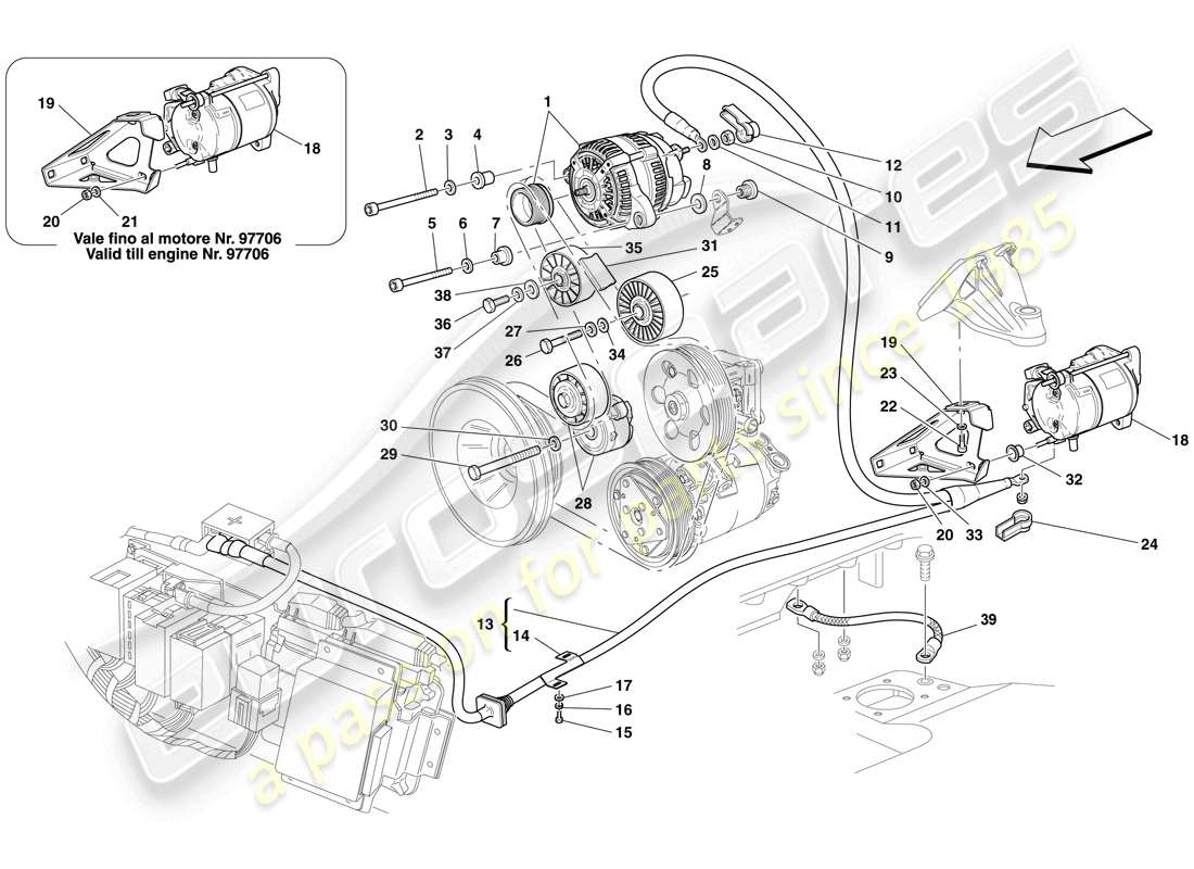 ferrari f430 spider (usa) alternador - motor de arranque diagrama de piezas