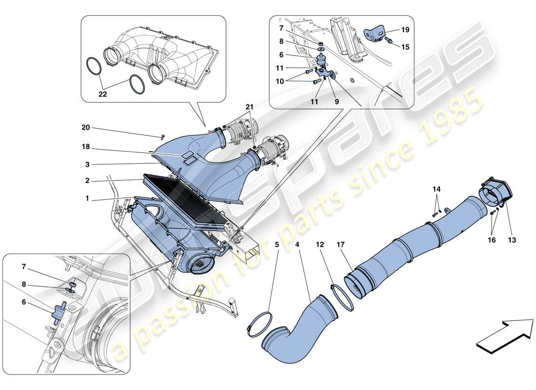 ferrari 458 italia (rhd) toma de aire diagrama de piezas