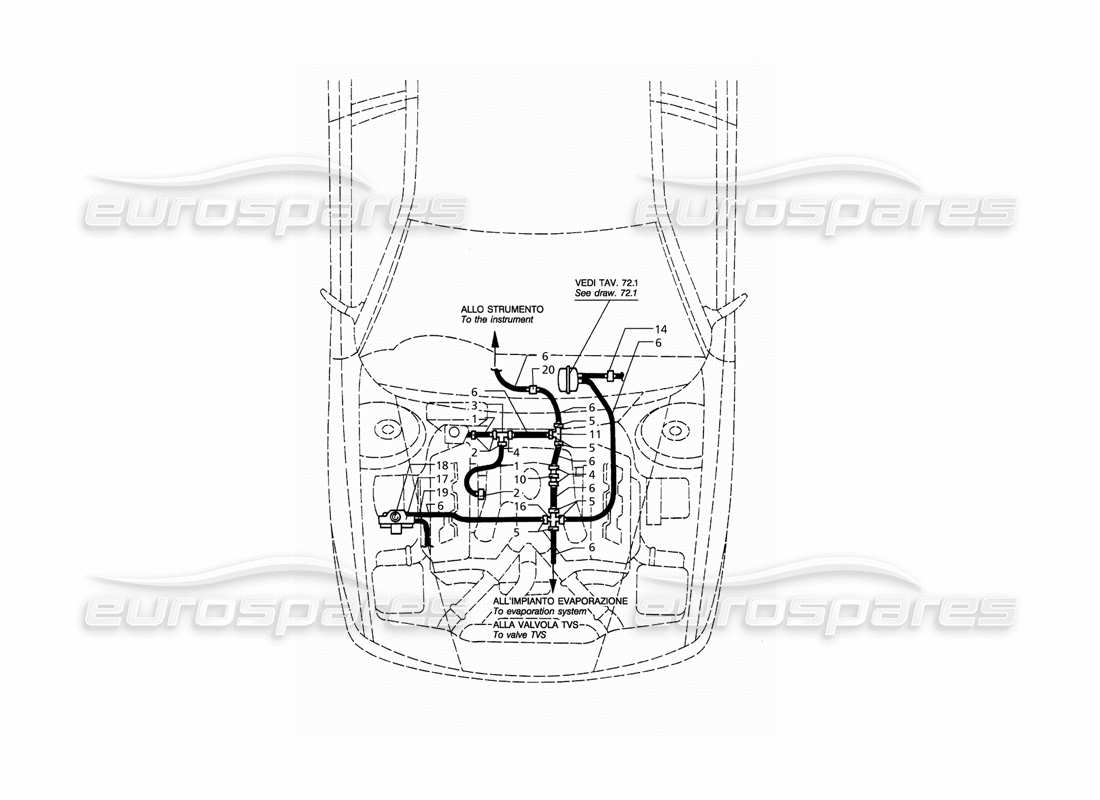 maserati qtp. 3.2 v8 (1999) diagrama de piezas del sistema de vacío (transmisión derecha)