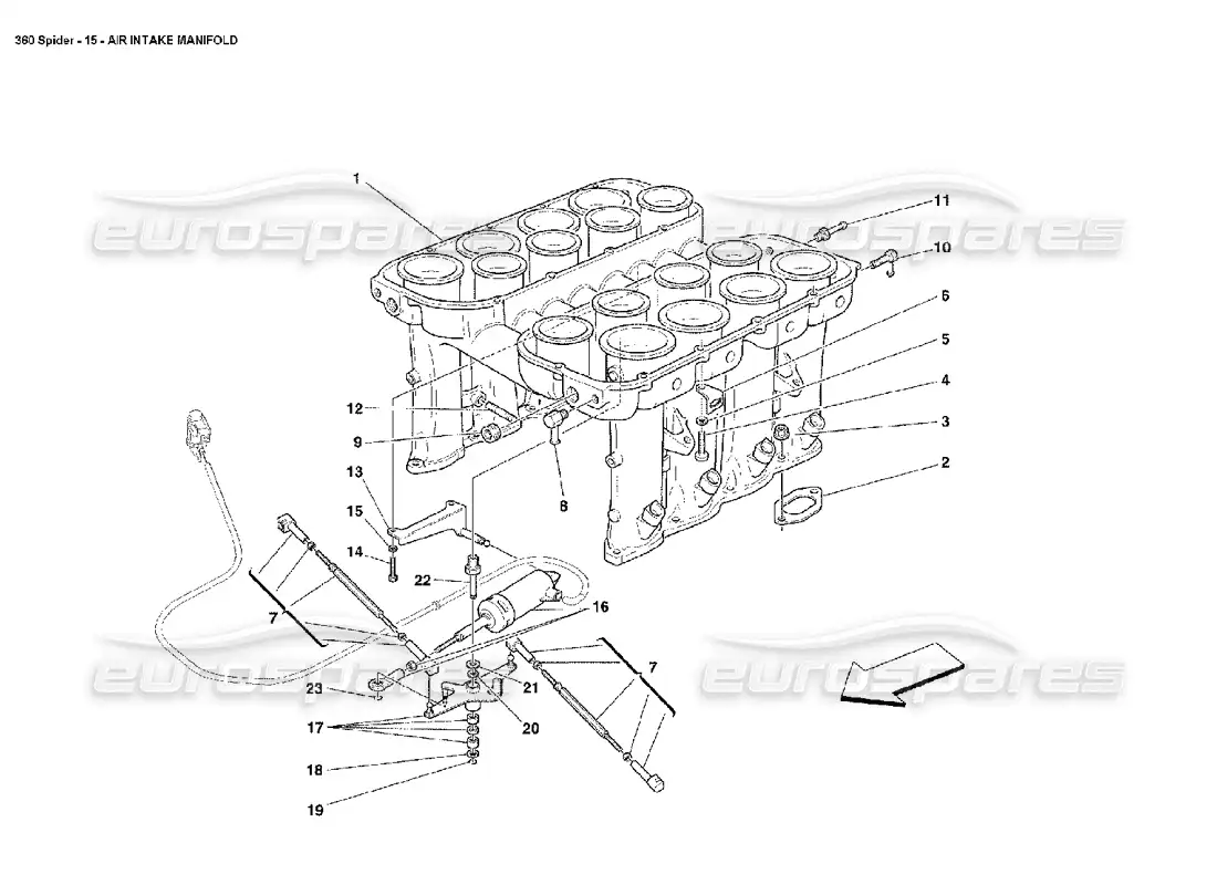 ferrari 360 spider colector de admisión de aire diagrama de piezas