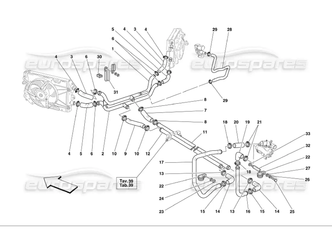 ferrari 360 modena sistema de refrigeración diagrama de piezas