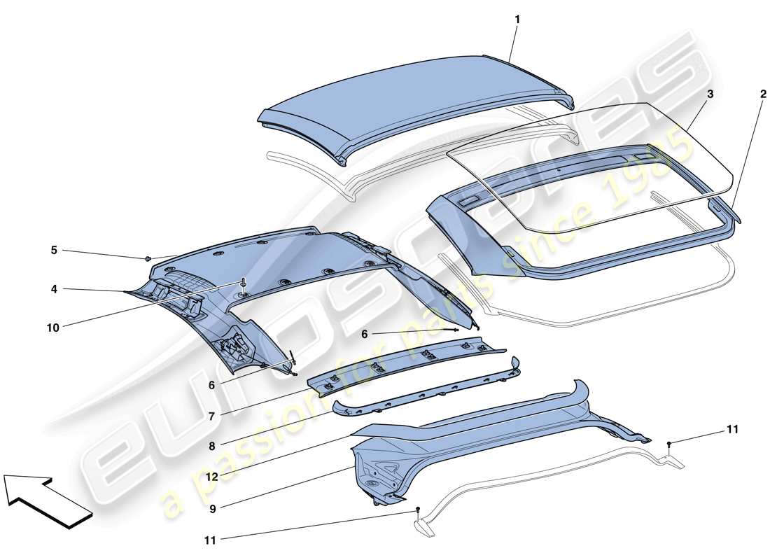 ferrari california t (rhd) techo eléctrico: adorno diagrama de piezas