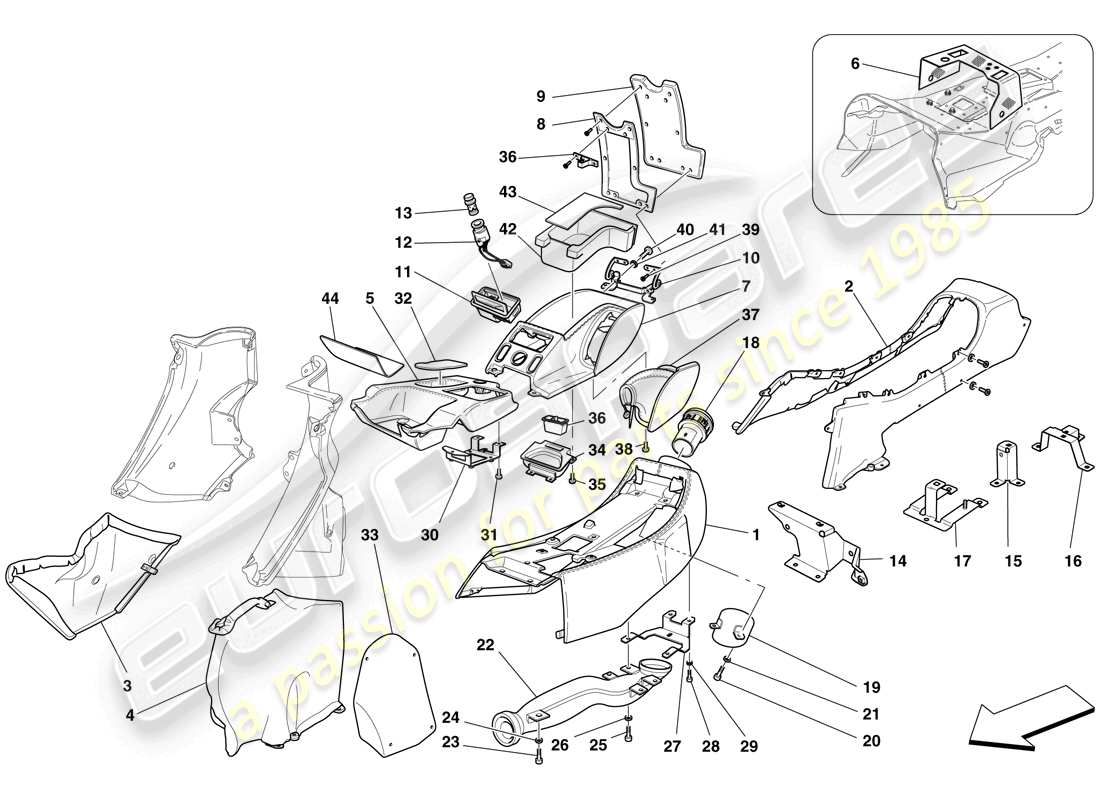 ferrari 612 sessanta (usa) túnel - subestructura y accesorios diagrama de piezas