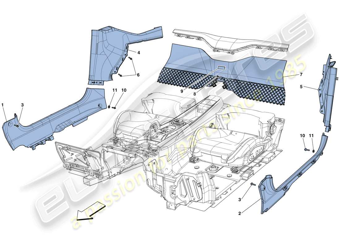 ferrari f12 tdf (rhd) acabado interior diagrama de piezas