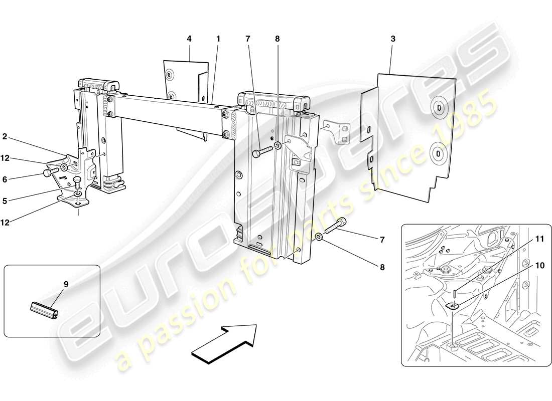 ferrari california (usa) techo eléctrico: antivuelco y accesorios diagrama de piezas