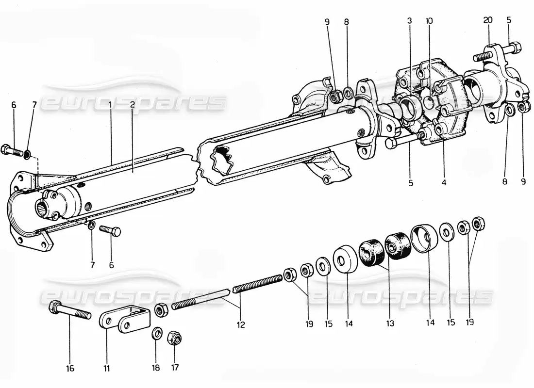ferrari 365 gtc4 (mechanical) diagrama de piezas del tubo de torsión