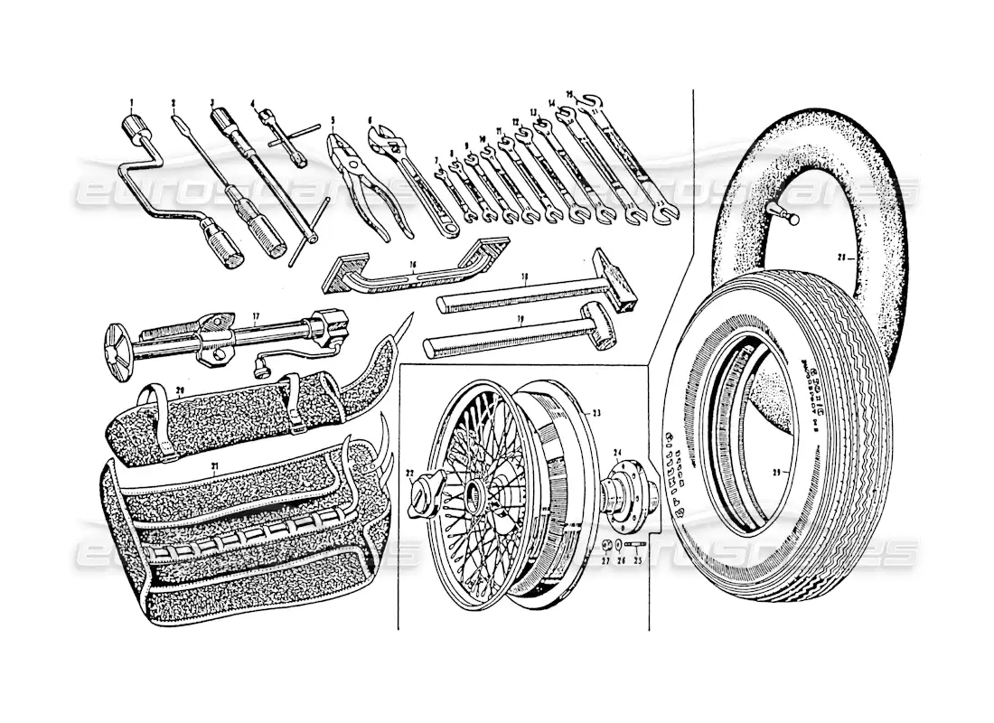 maserati 3500 gt herramientas y accesorios diagrama de piezas