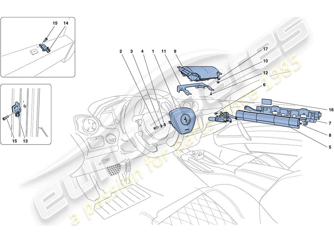 ferrari ff (rhd) diagrama de piezas de airbags