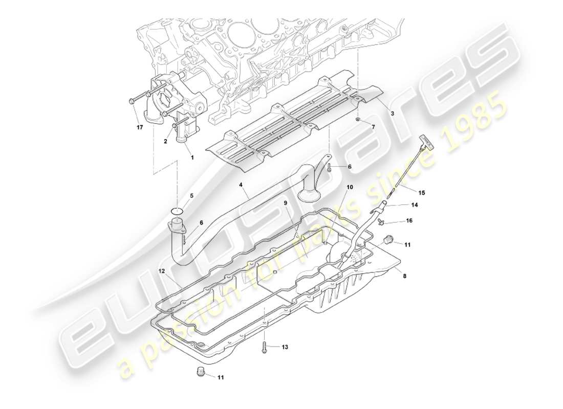 aston martin db7 vantage (2003) diagrama de piezas de bomba de aceite y sumidero