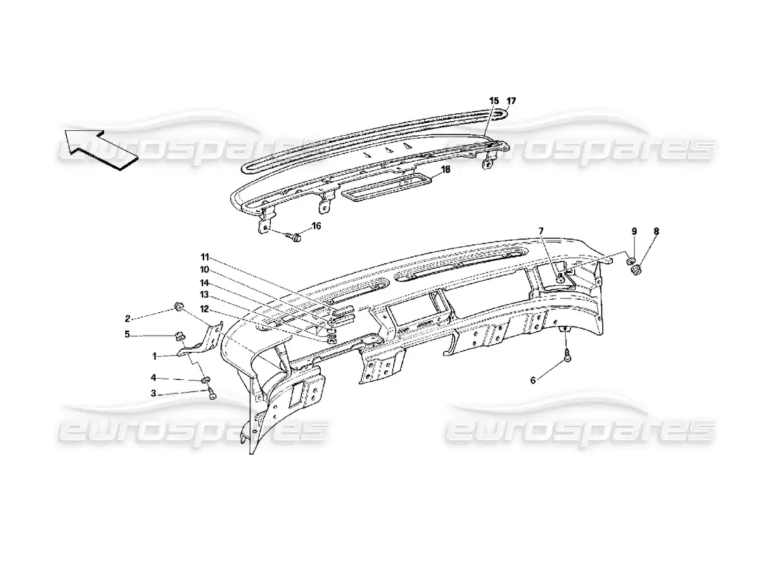 ferrari 348 (2.7 motronic) dashboard - structure and supports diagrama de piezas