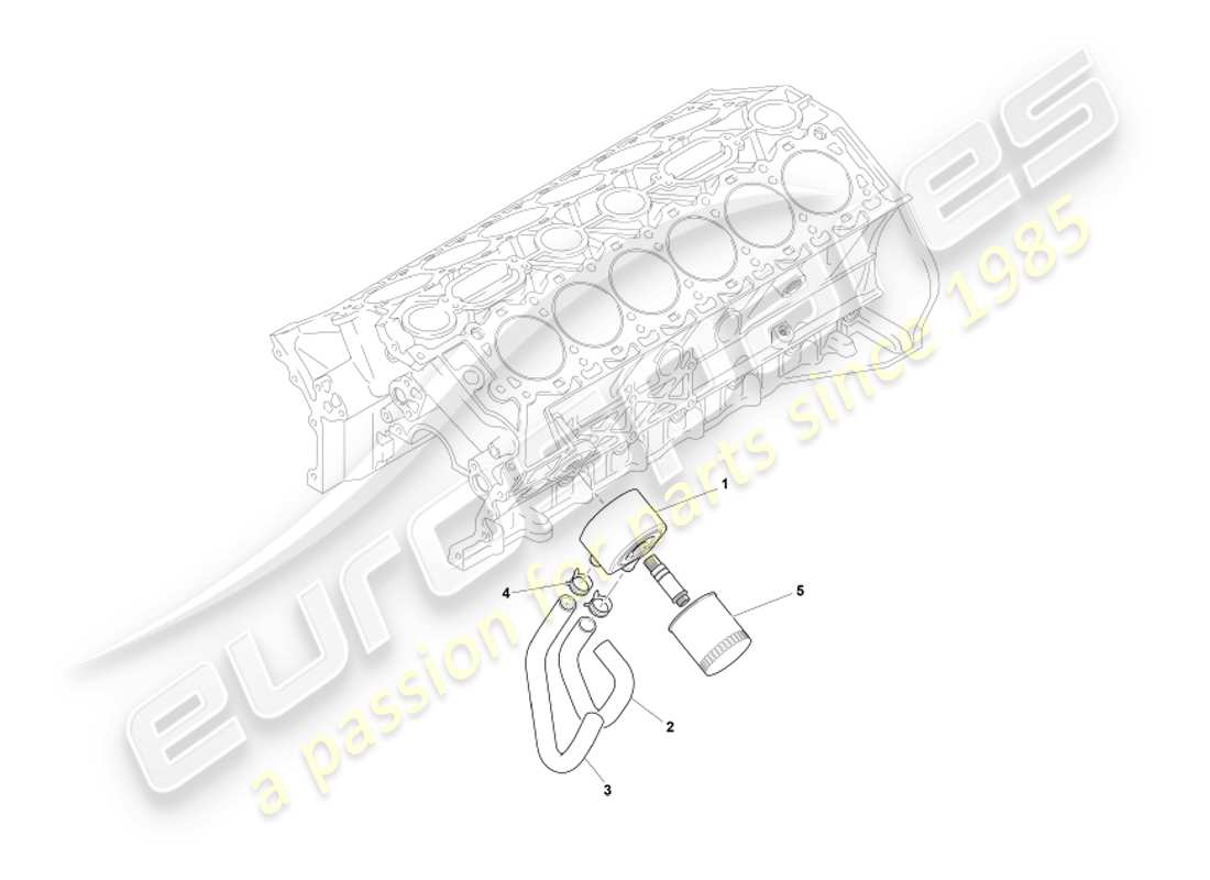 aston martin db7 vantage (2003) sistema de enfriamiento de aceite diagrama de piezas