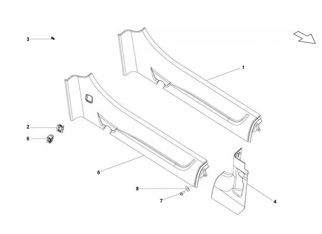 lamborghini gallardo lp560-4s update miembro lateral interior diagrama de piezas