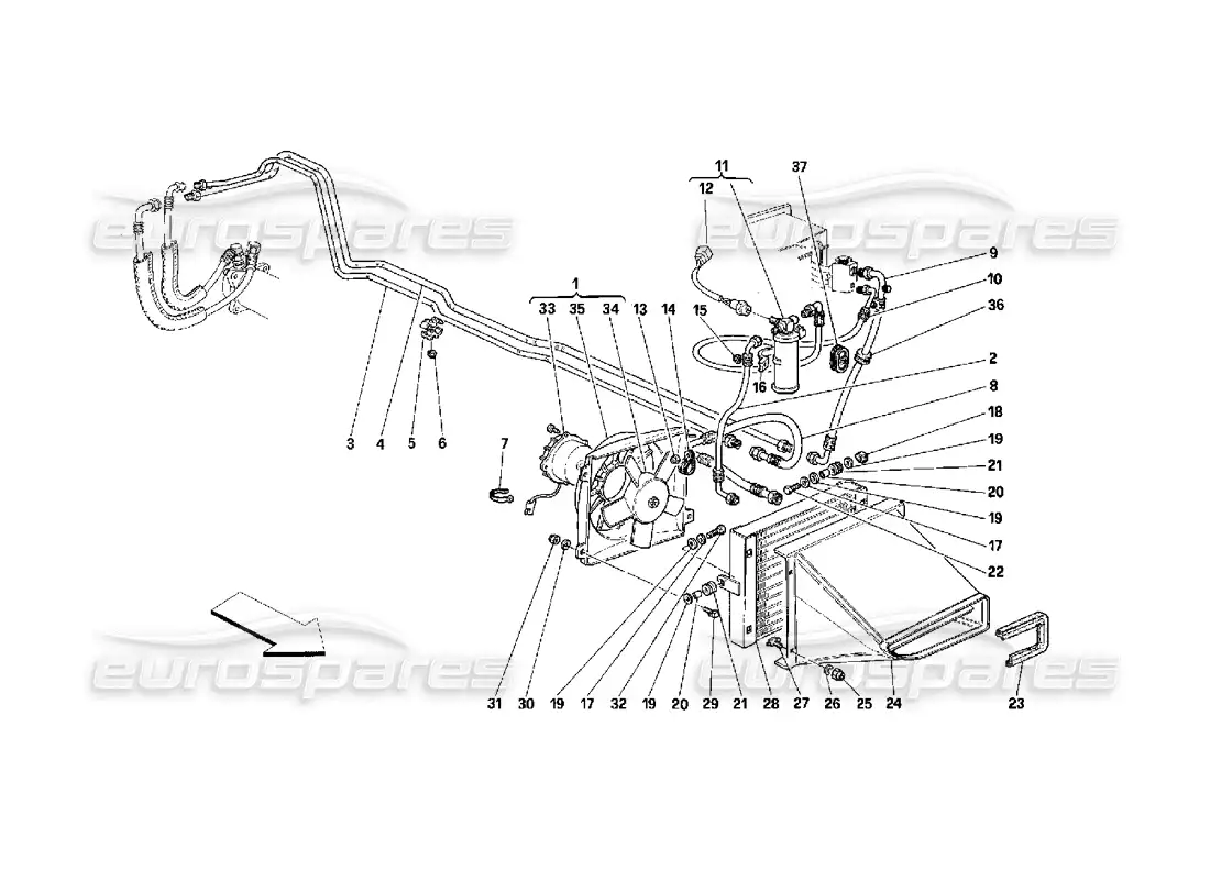 ferrari 348 (2.7 motronic) sistema de aire acondicionado diagrama de piezas