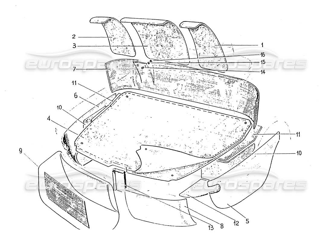 ferrari 330 gt 2+2 (coachwork) alfombra de maletero (edición 1 + 2) diagrama de piezas