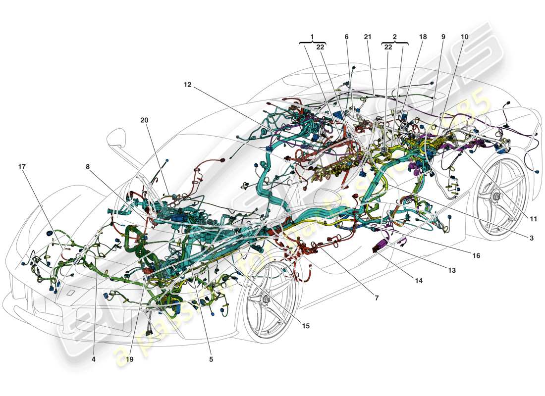 ferrari laferrari aperta (europe) arneses de cableado principales diagrama de piezas