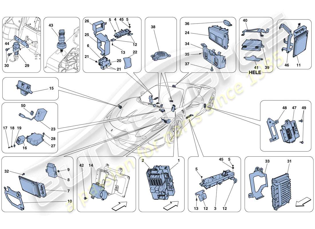 ferrari 458 speciale (usa) diagrama de piezas de la ecu del vehículo