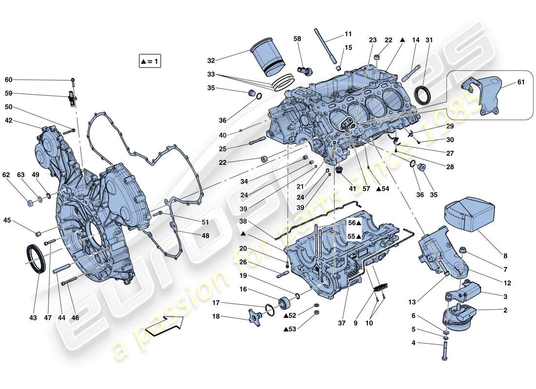 ferrari gtc4 lusso t (usa) crankcase diagrama de piezas