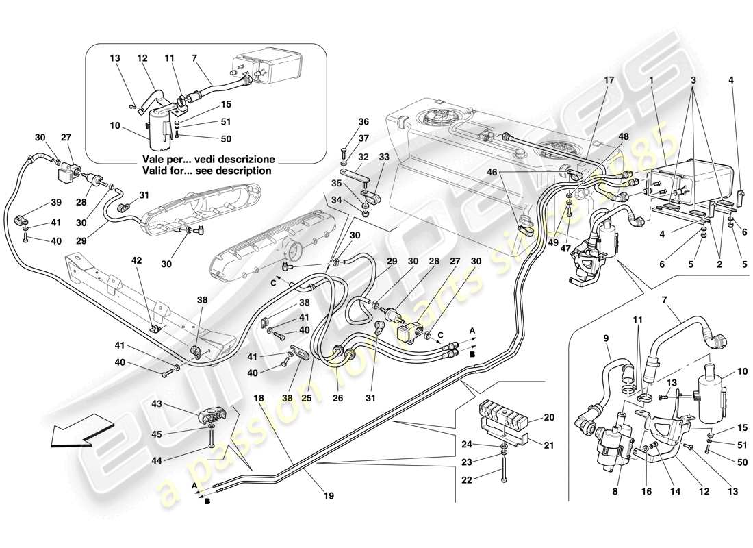 ferrari 612 sessanta (europe) sistema de control de emisiones evaporativas diagrama de piezas