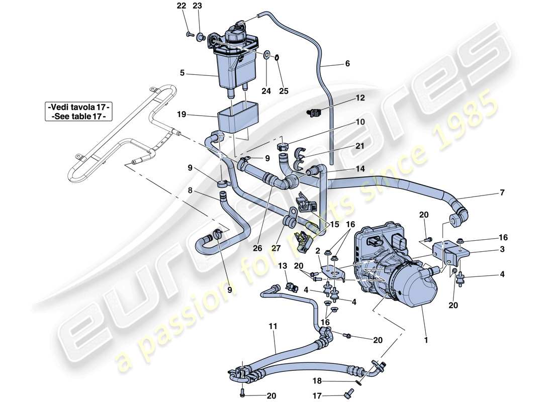 ferrari laferrari aperta (usa) bomba de dirección asistida y depósito diagrama de piezas