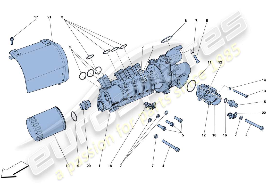 ferrari gtc4 lusso (europe) enfriamiento - diagrama de piezas de la bomba de agua/aceite