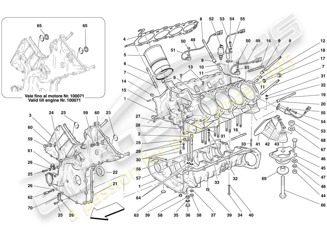ferrari f430 spider (rhd) crankcase diagrama de piezas