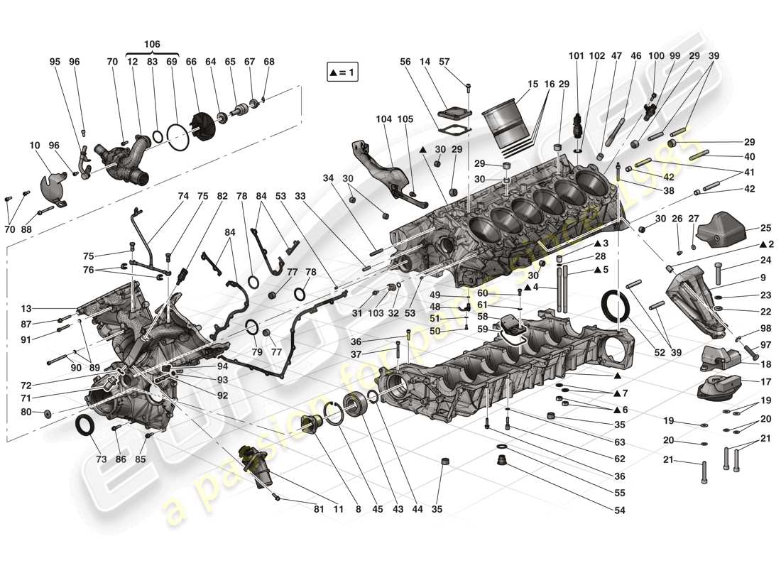 ferrari laferrari (usa) crankcase diagrama de piezas