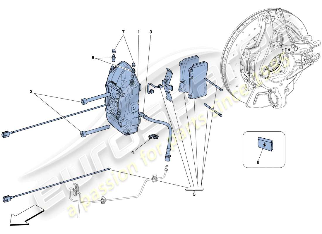 ferrari 458 italia (usa) pinzas de freno trasero diagrama de piezas