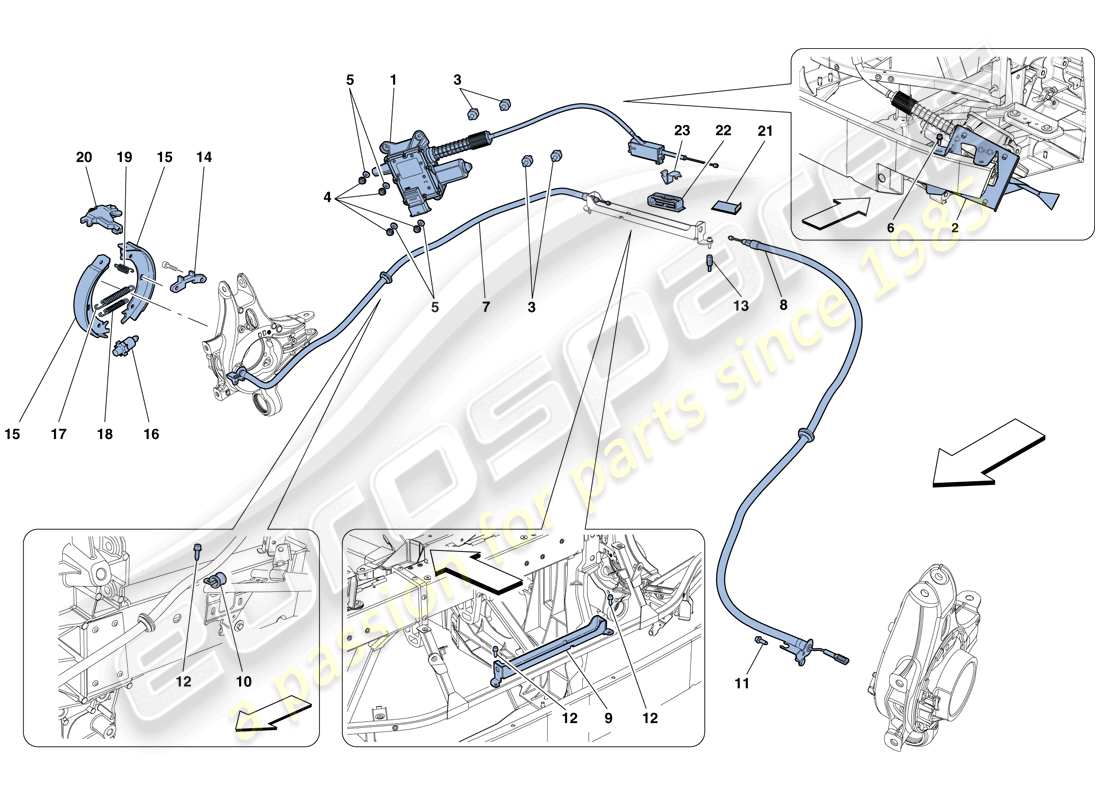 ferrari 458 italia (rhd) control del freno de estacionamiento diagrama de piezas