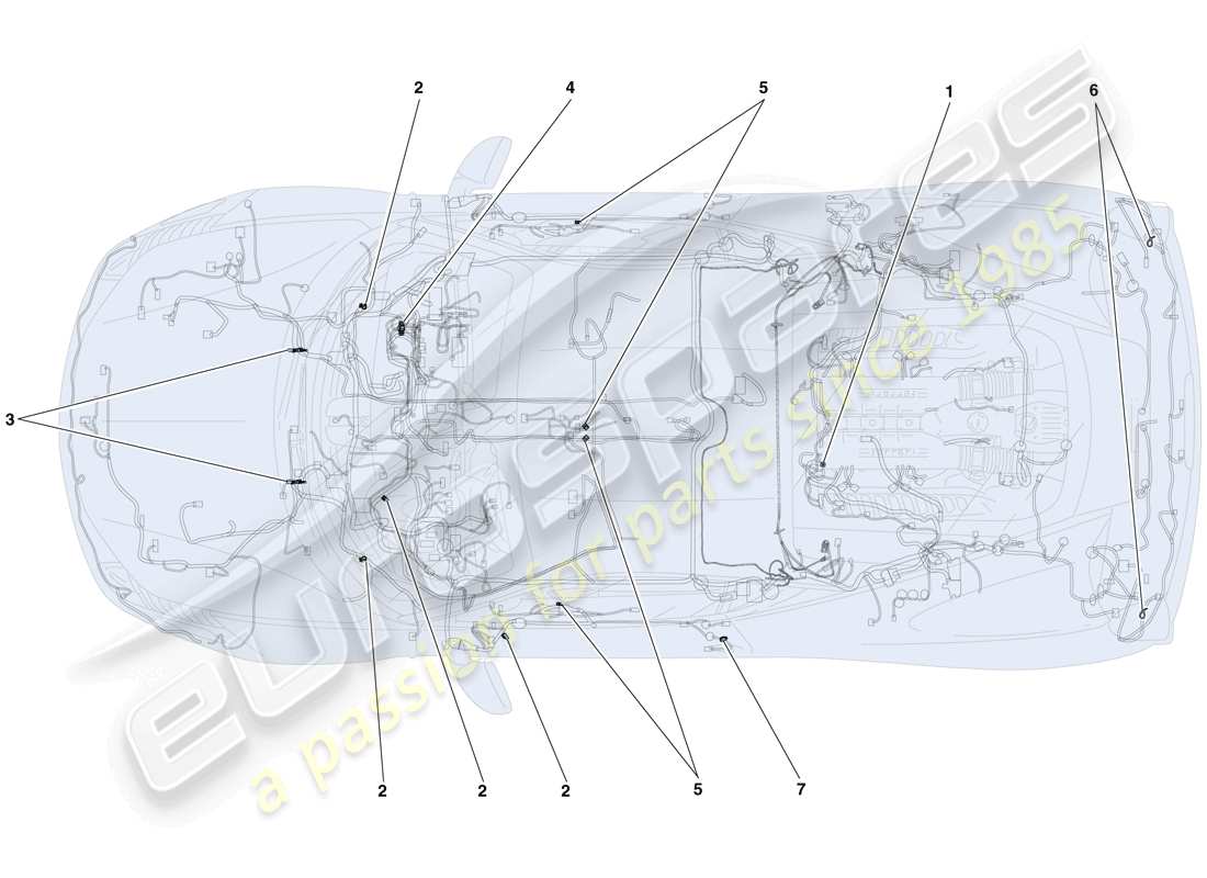 ferrari 458 italia (usa) fijaciones varias para el sistema eléctrico esquema de piezas