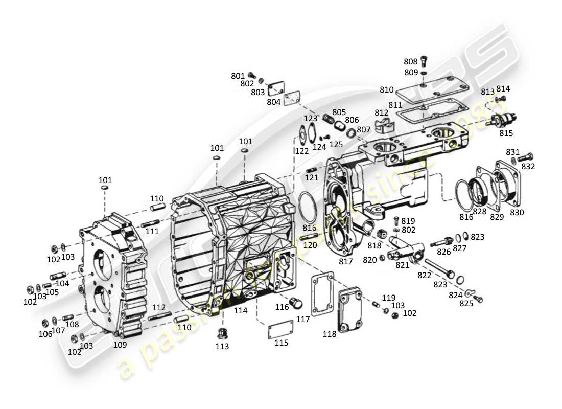 maserati kyalami carcasa de transmisión diagrama de piezas