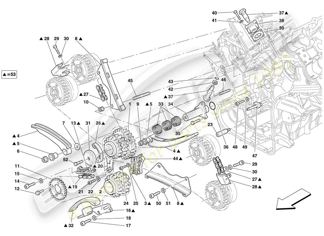 ferrari 599 gtb fiorano (usa) sistema de tiempo - conducción diagrama de piezas