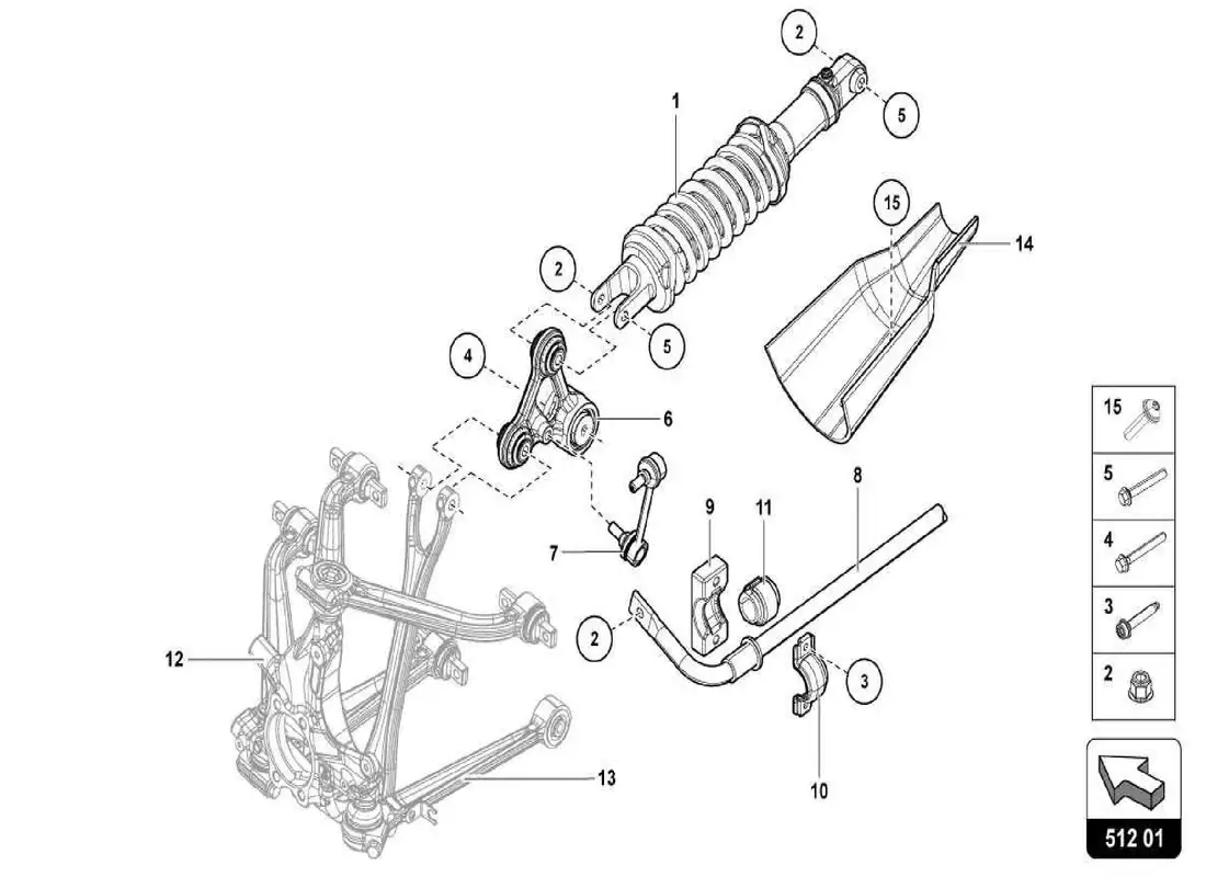 lamborghini centenario spider rear suspension diagrama de piezas