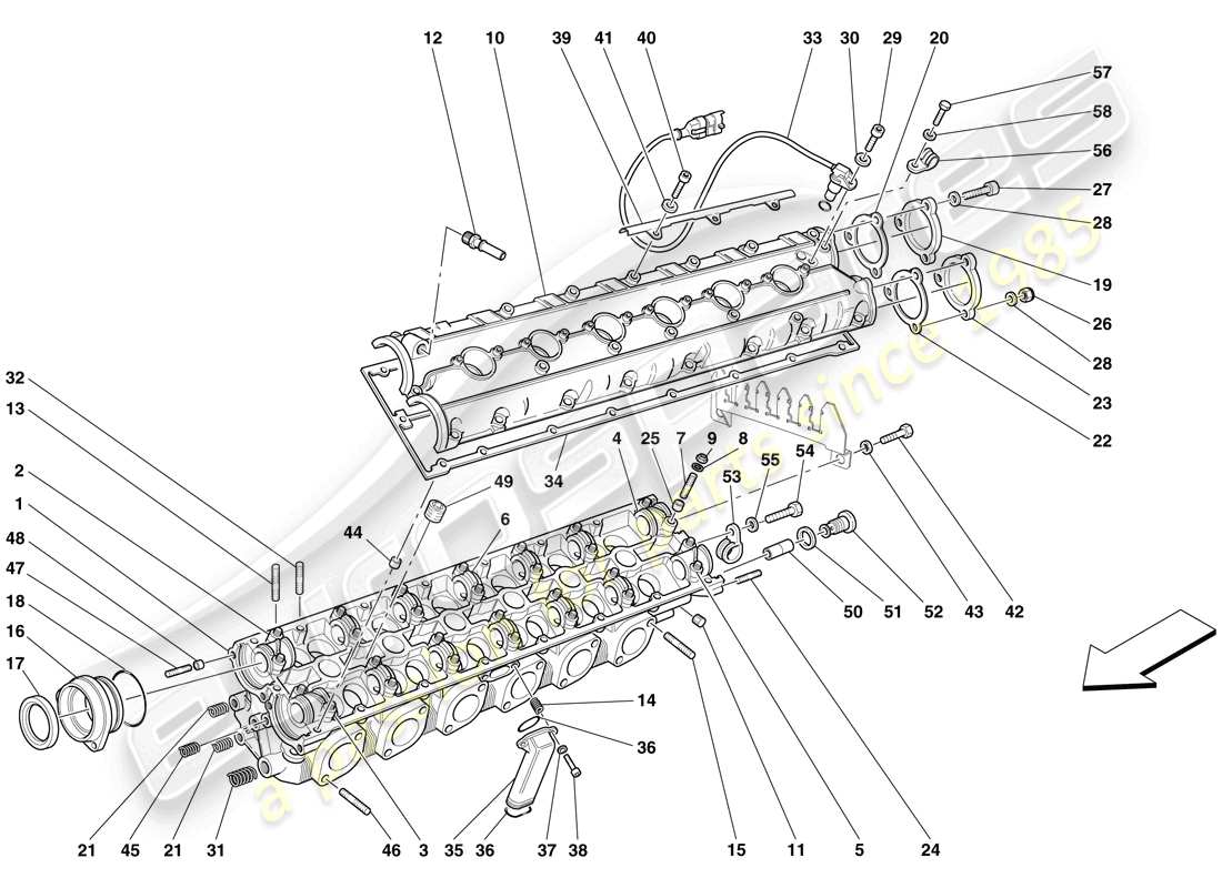 ferrari 612 scaglietti (usa) left hand cylinder head diagrama de piezas