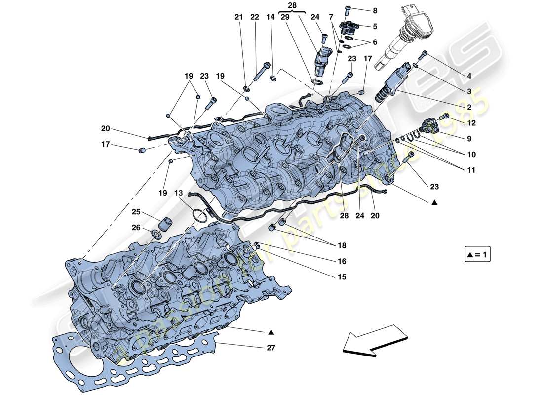 ferrari california t (rhd) left hand cylinder head diagrama de piezas