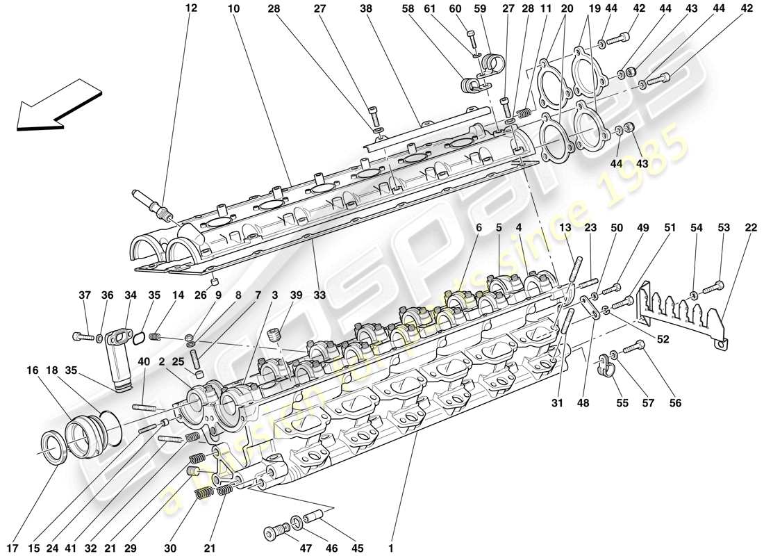 ferrari 612 scaglietti (rhd) diagrama de piezas de la culata del lado derecho